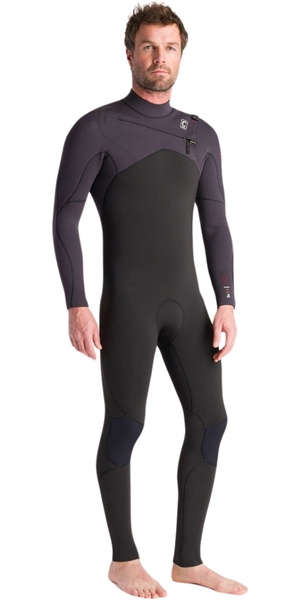 2025 C-Skins Mens NuWave Session 5/4/3mm Chest Zip Wetsuit C-NSE54MCZ - Black / Meteor x / Rust